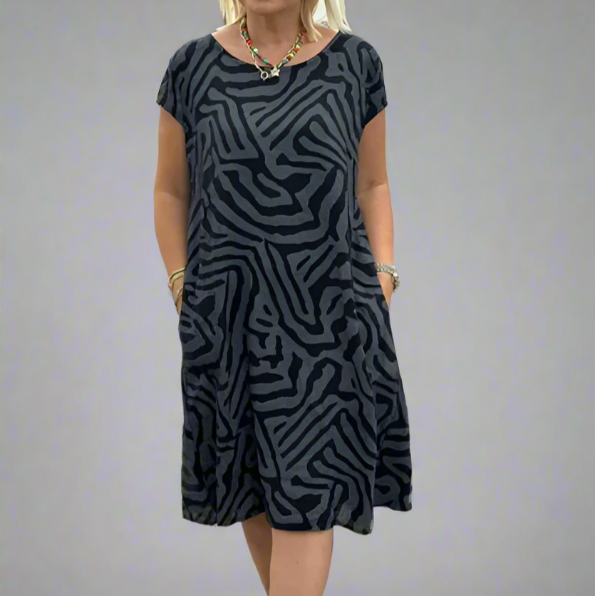 Lara Relaxed Zebra-Print Dress