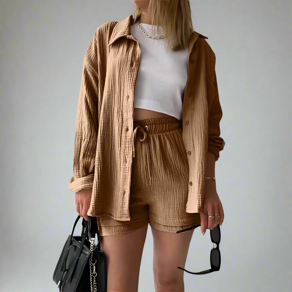 Bridget Two Piece Shirt And Shorts Set