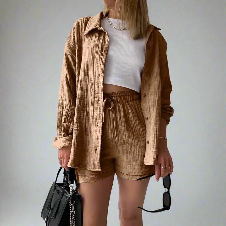 Bridget Two Piece Shirt And Shorts Set