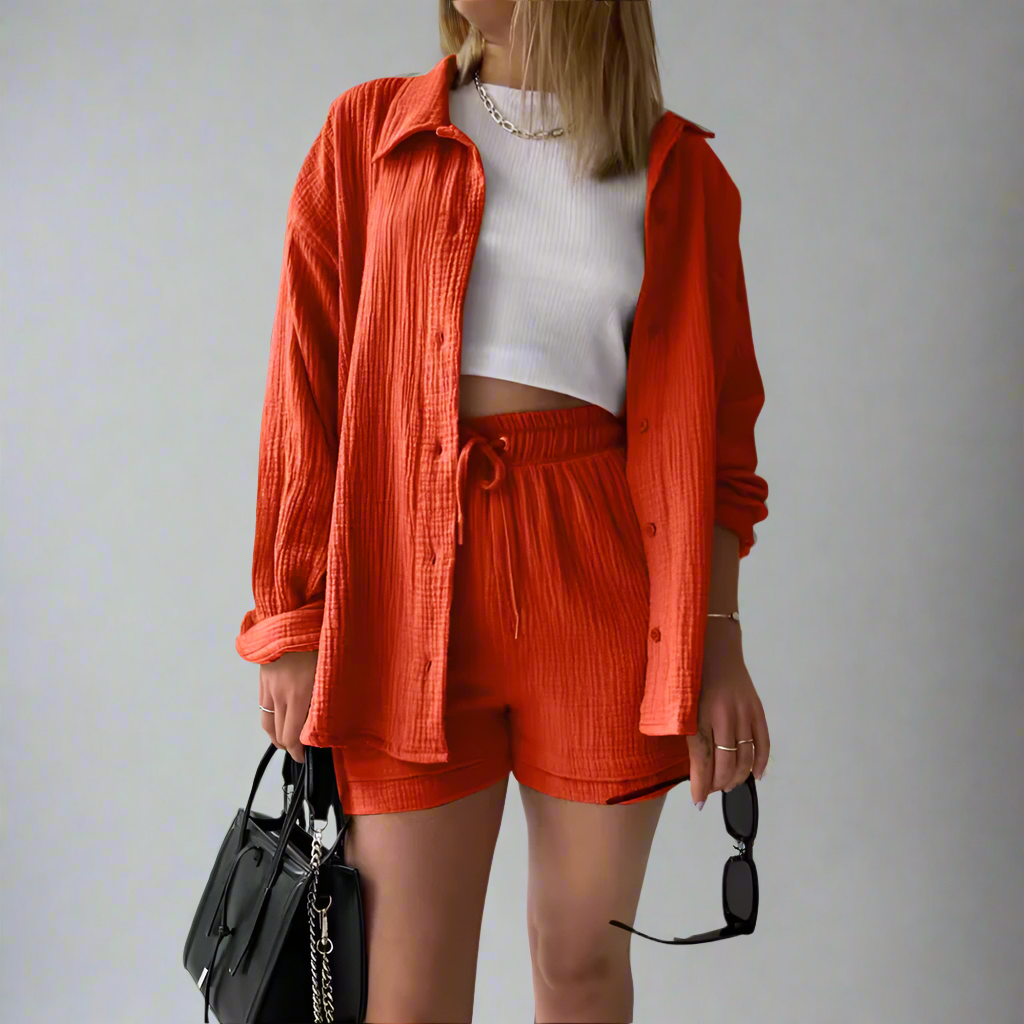 Bridget Two Piece Shirt And Shorts Set