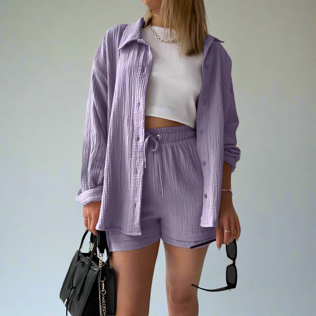 Bridget Two Piece Shirt And Shorts Set