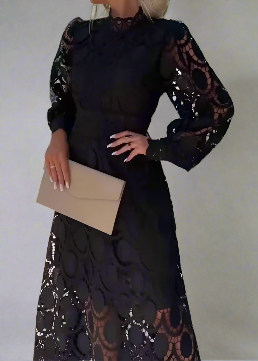 Victoria Stylish Midi Dress with Lace Details