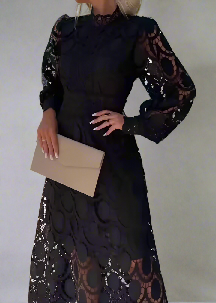 Victoria Stylish Midi Dress with Lace Details