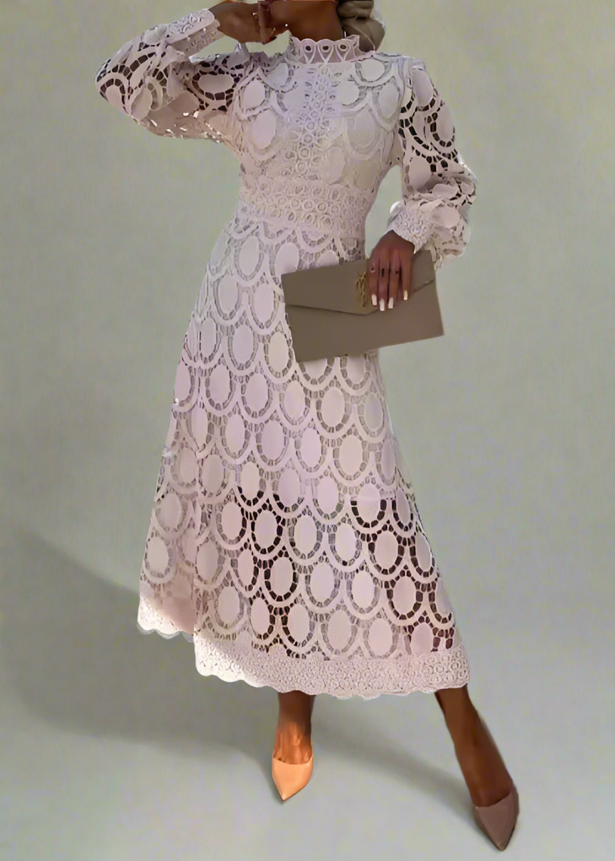 Victoria Stylish Midi Dress with Lace Details