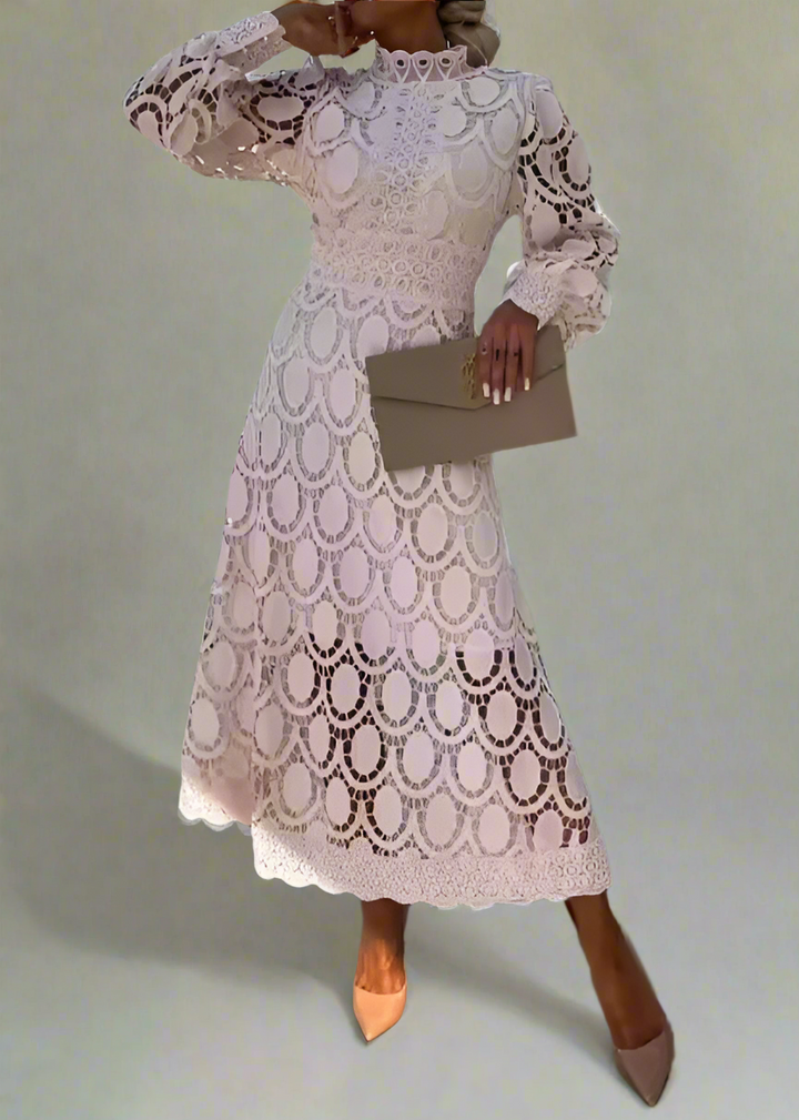 Victoria Stylish Midi Dress with Lace Details