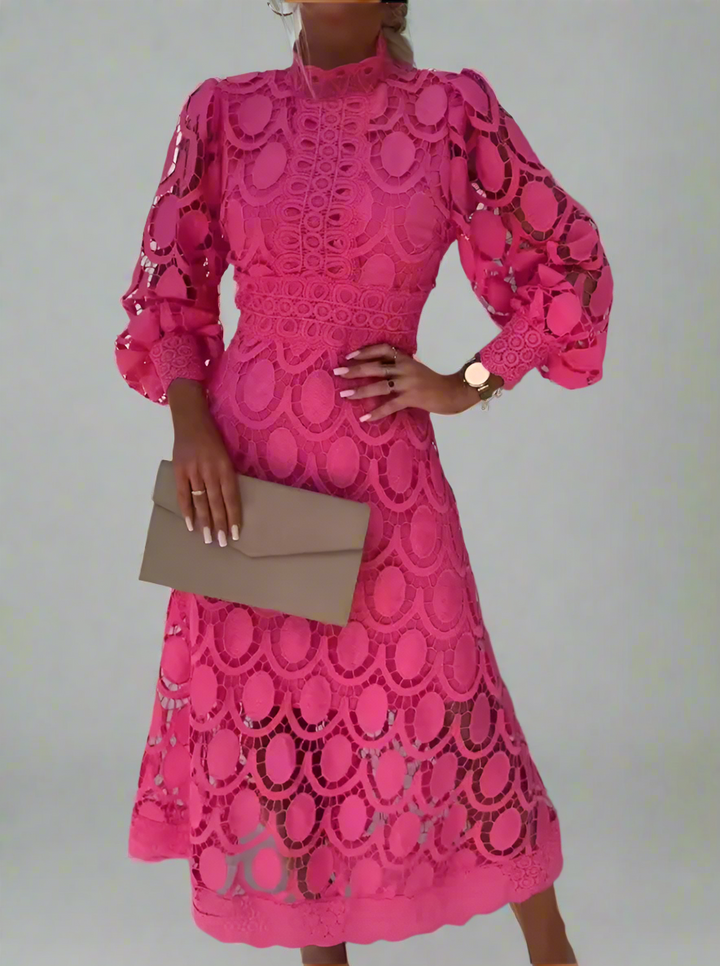 Victoria Stylish Midi Dress with Lace Details