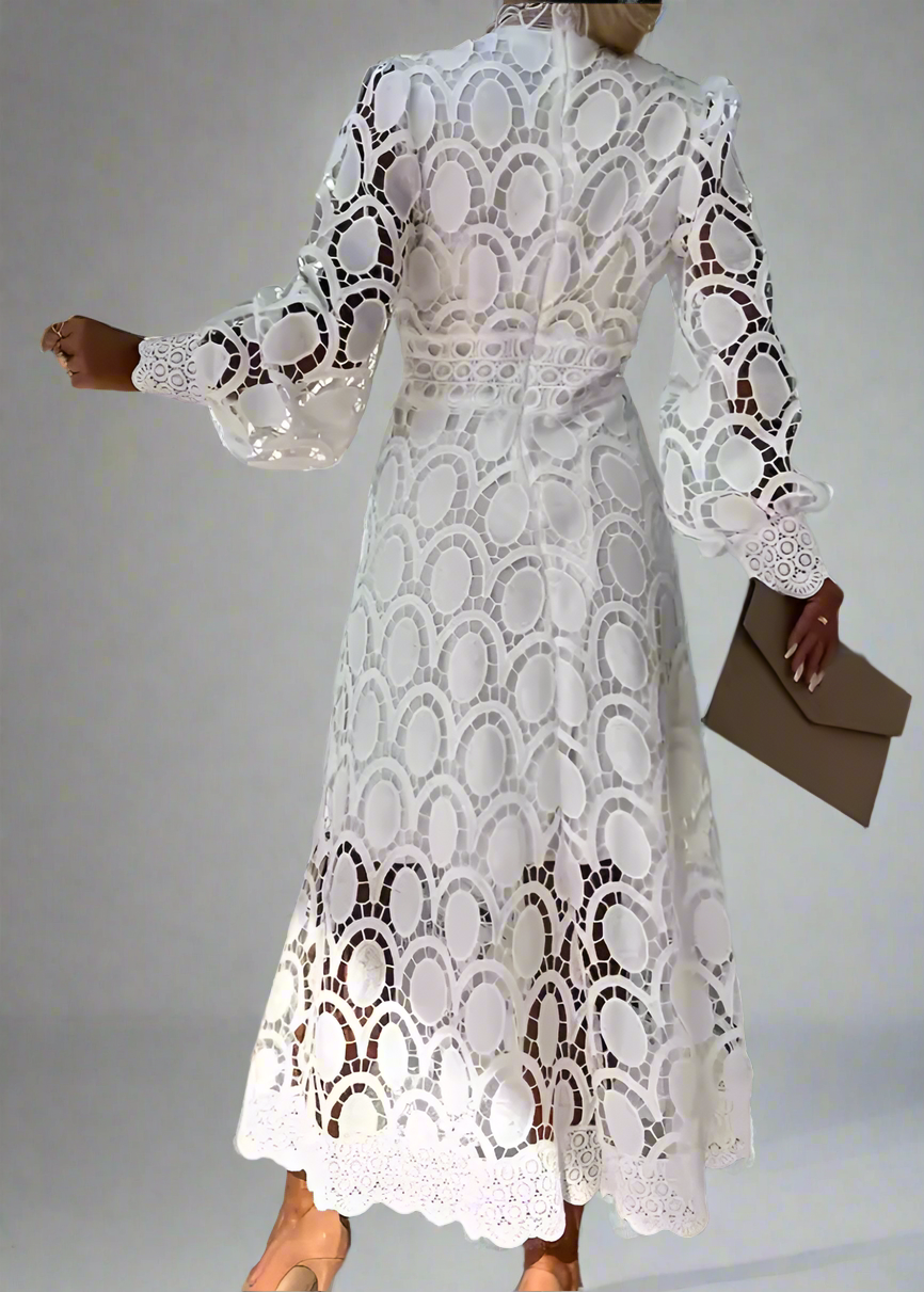 Victoria Stylish Midi Dress with Lace Details