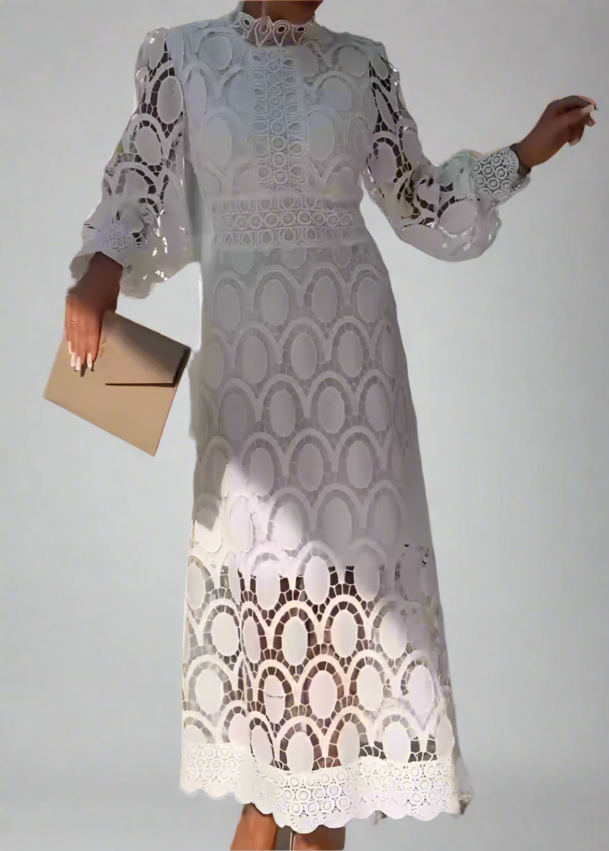 Victoria Stylish Midi Dress with Lace Details